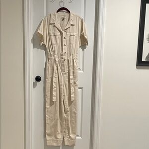 Universal Thread Beige Button-Front Jumpsuit